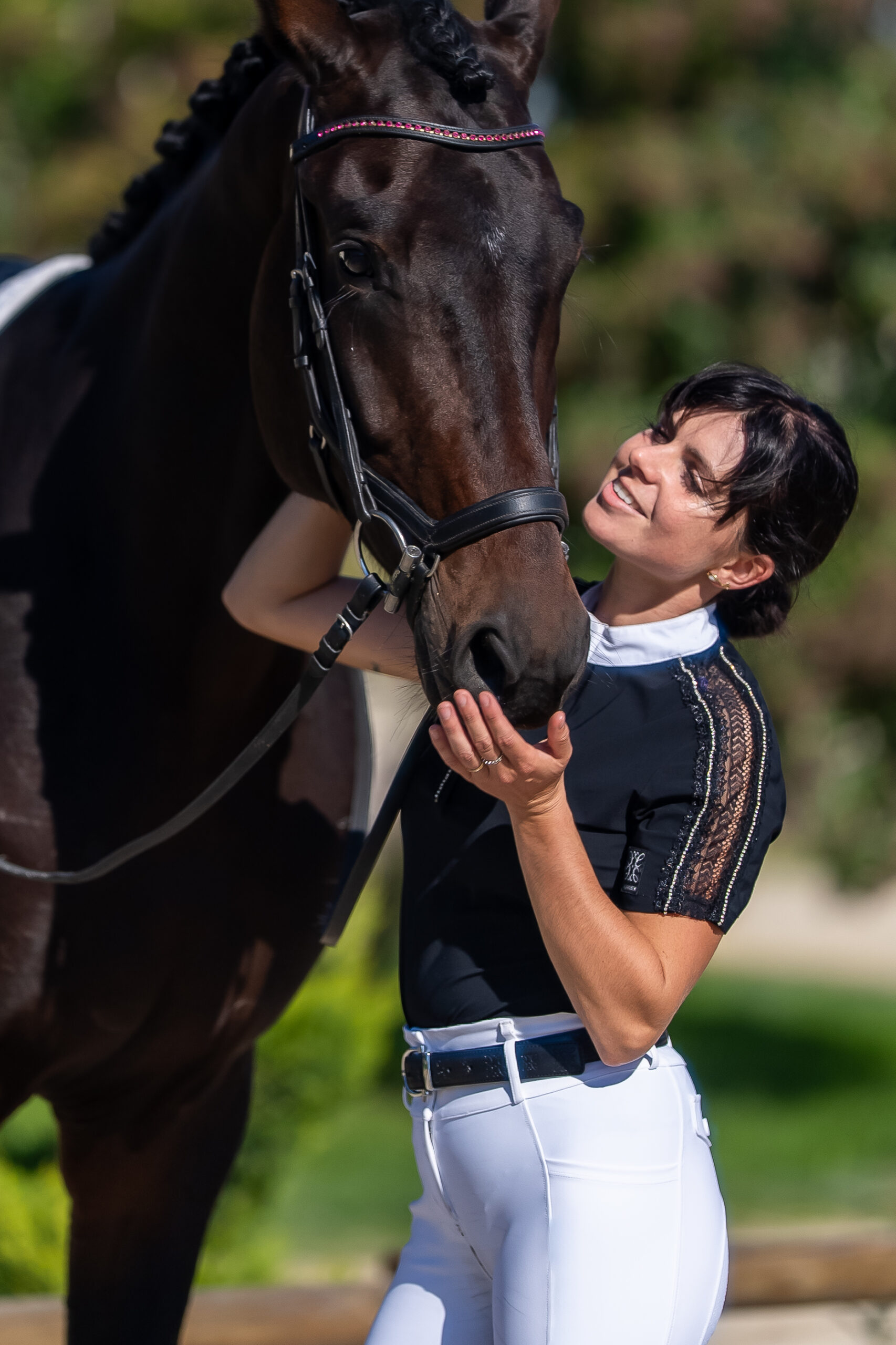 Polo Élégance Noir dentelle Strass – Image 3