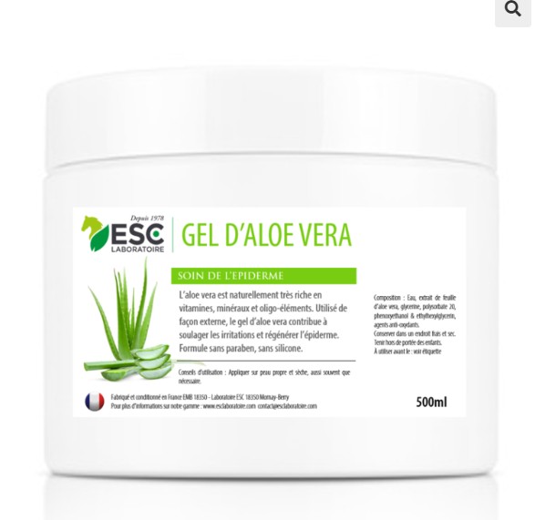 ESC GEL D’ALOE VERA CHEVAL- A base de pulpe d’Aloé – Soin hydratant de l’épiderme du cheval
